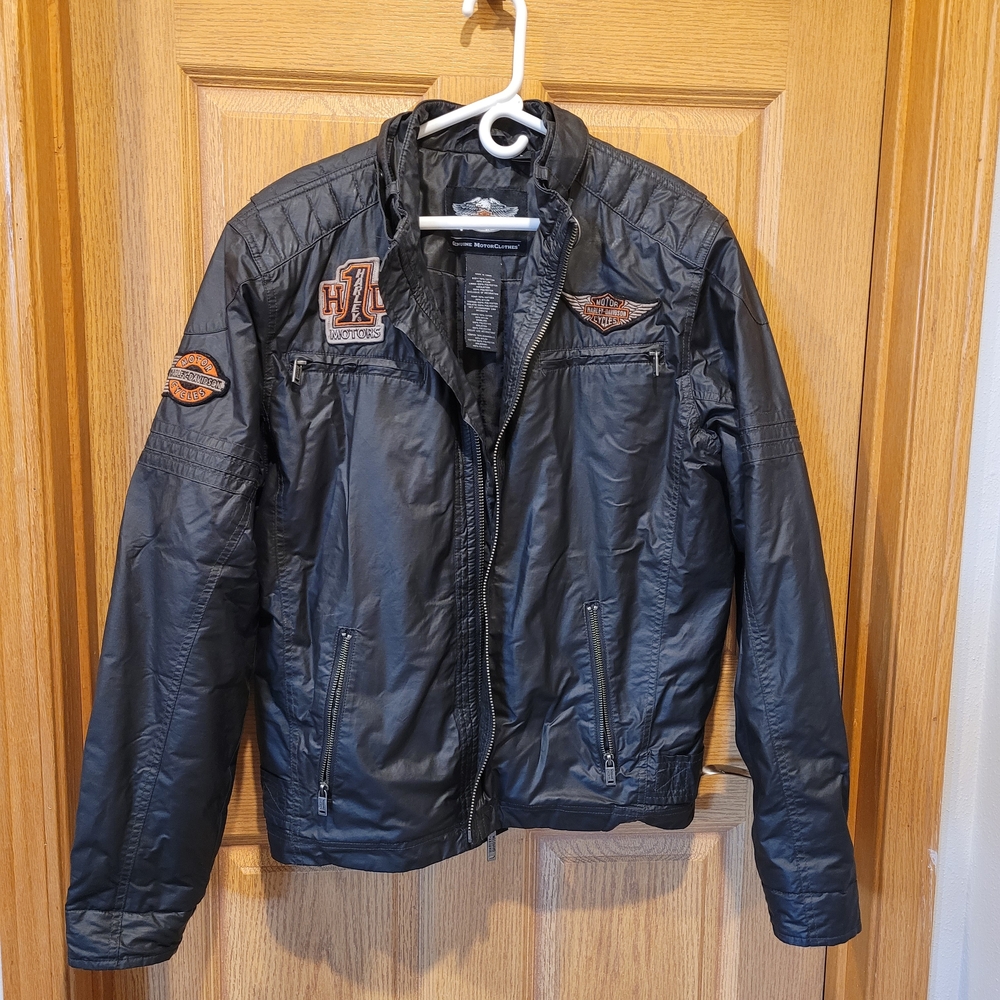 Harley-Davidson Black Bomber Jacket with Orange Accents